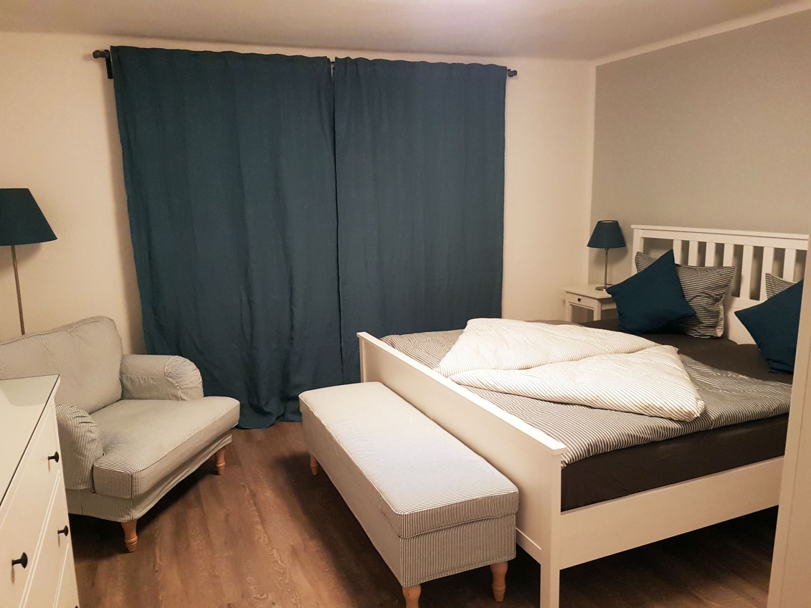 Schlafzimmer in Apartment "Anker", Gästehaus Budapester Hof Hamburg